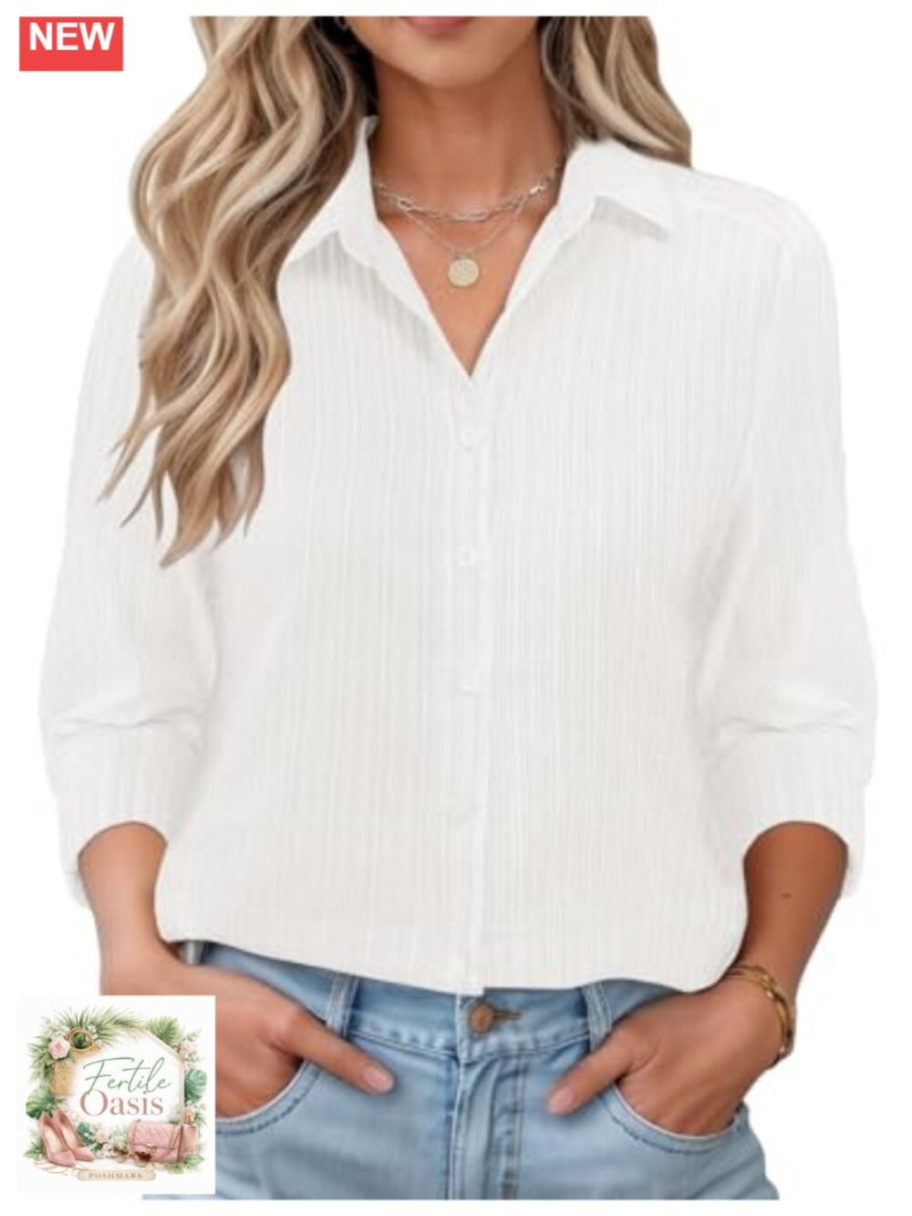 Women's Long Sleeve Button Down Shirt Casual Loose Fit Cotton Collared Blouse